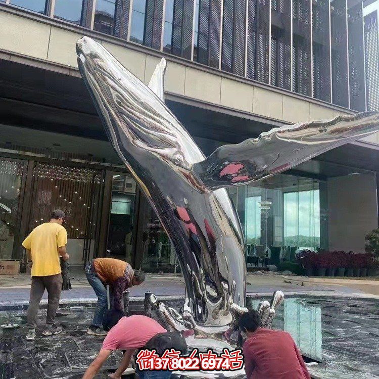 大型不銹鋼鏤空魚類擺件，為戶外水景商場售樓部裝飾