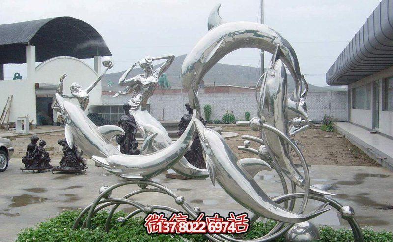 一群活躍海豚，為游樂園帶來更多樂趣——不銹鋼海豚雕塑