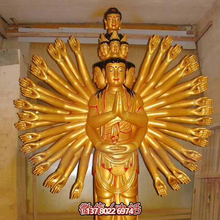 鎏金千手觀音大型雕塑，精美絕倫，醉人心魄