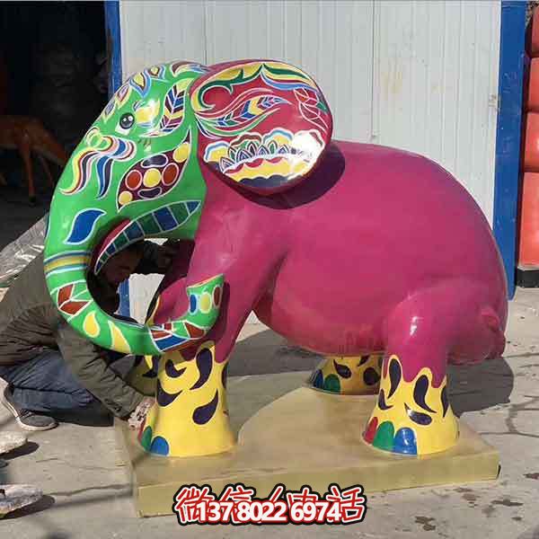 玻璃鋼雕塑大象，彩繪園林景觀