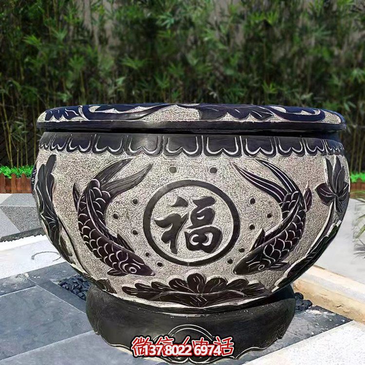 精美青石石雕缸，打造現(xiàn)代園林景觀