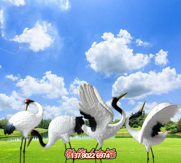 仙鶴彩繪玻璃雕塑，一次欣賞美麗風(fēng)景