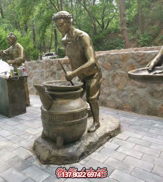 仿銅情景人物玻璃鋼雕塑，環(huán)境美化街道戶外小品