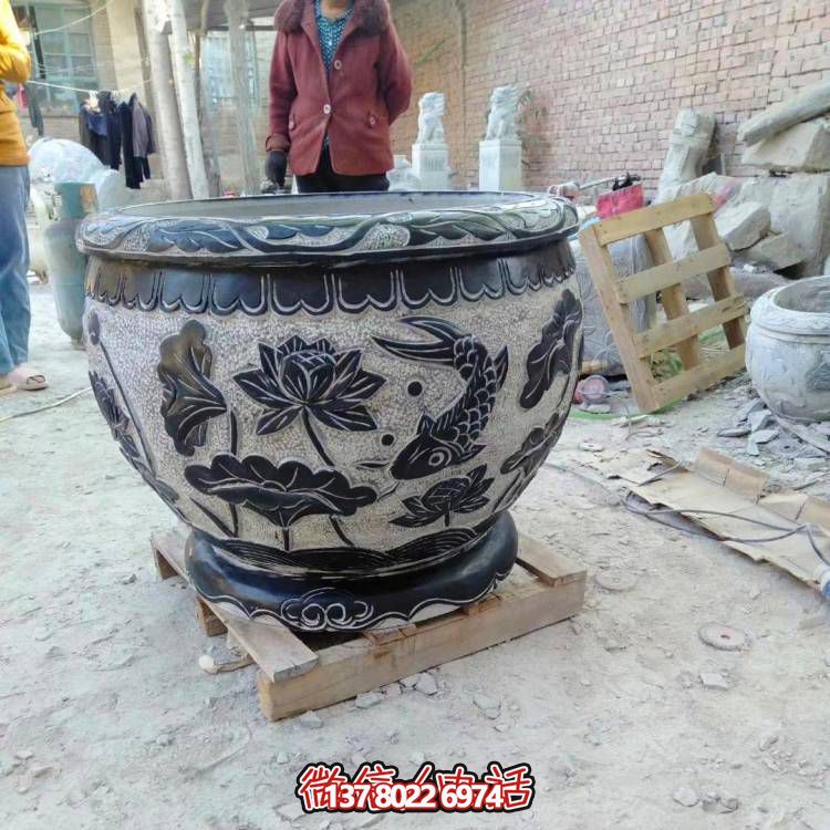 天然石頭缸，仿古雕刻，裝點家園
