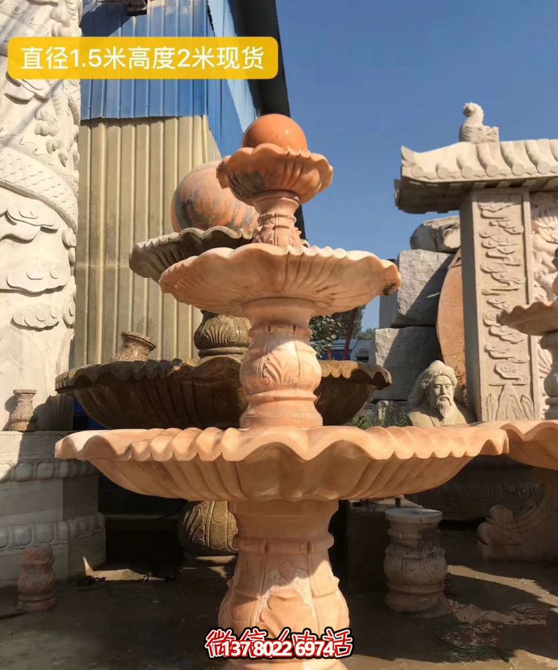 紅色晚霞風(fēng)水球石雕景觀噴泉，點(diǎn)亮小區(qū)美景
