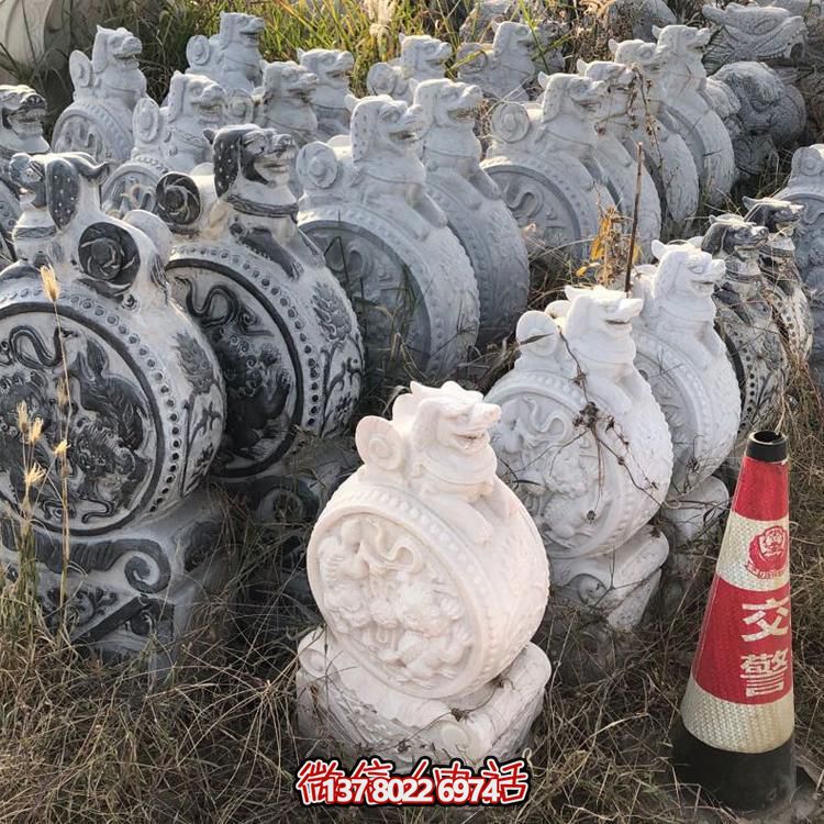 仿古青石獅子抱鼓石擺件，鎮(zhèn)宅庭院門口裝飾