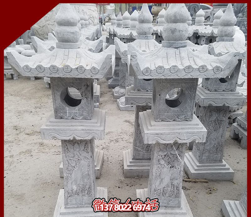 仿古石雕燈籠，裝飾戶外寺廟