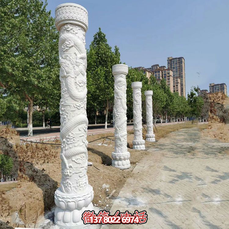 傳統(tǒng)文化靈魂，中國龍紋大理石柱雕刻景觀擺放