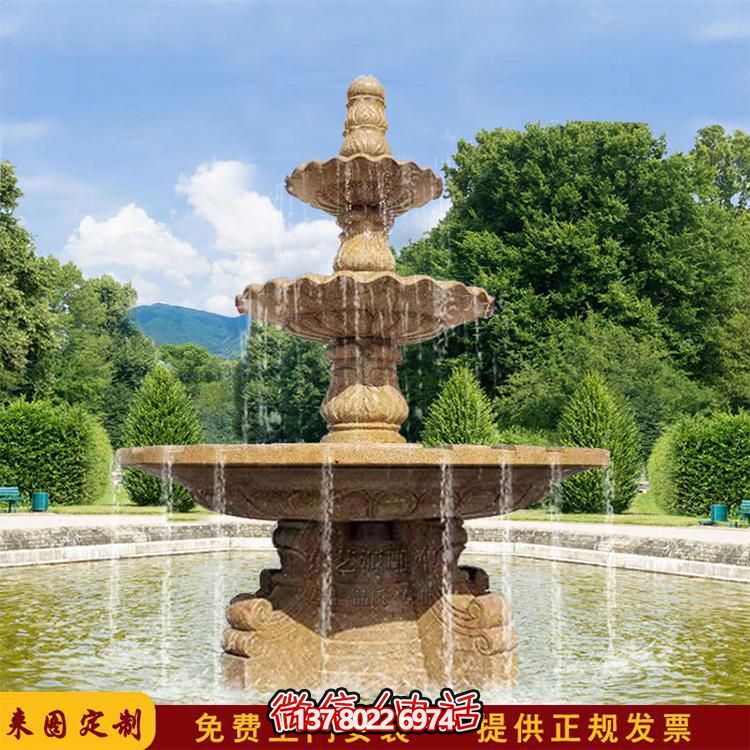 流水紅晚霞，石雕戶外景區擺件