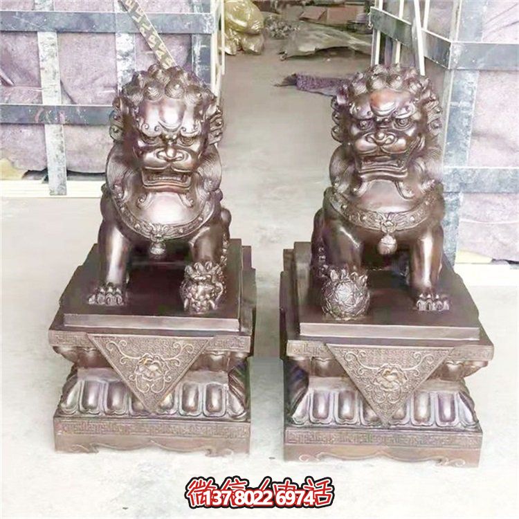 企業(yè)工廠(chǎng)門(mén)口大型銅雕獅子景觀